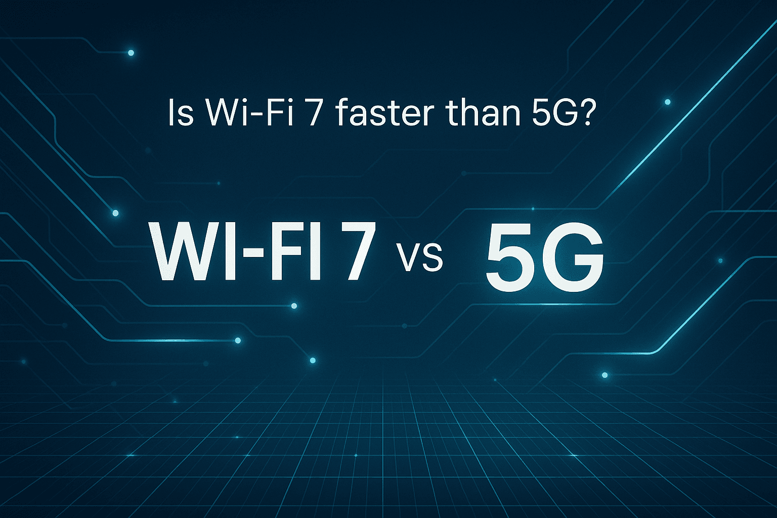 5G vs Wi-Fi 7 creative comparison banner blending technology and design innovation. _5G vs Wi-Fi 7